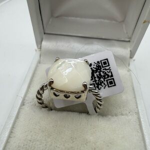 Pandora Mother of Pearl Sterling Ring w Cut Out Hearts & Rope Band! 2 dif Sizes